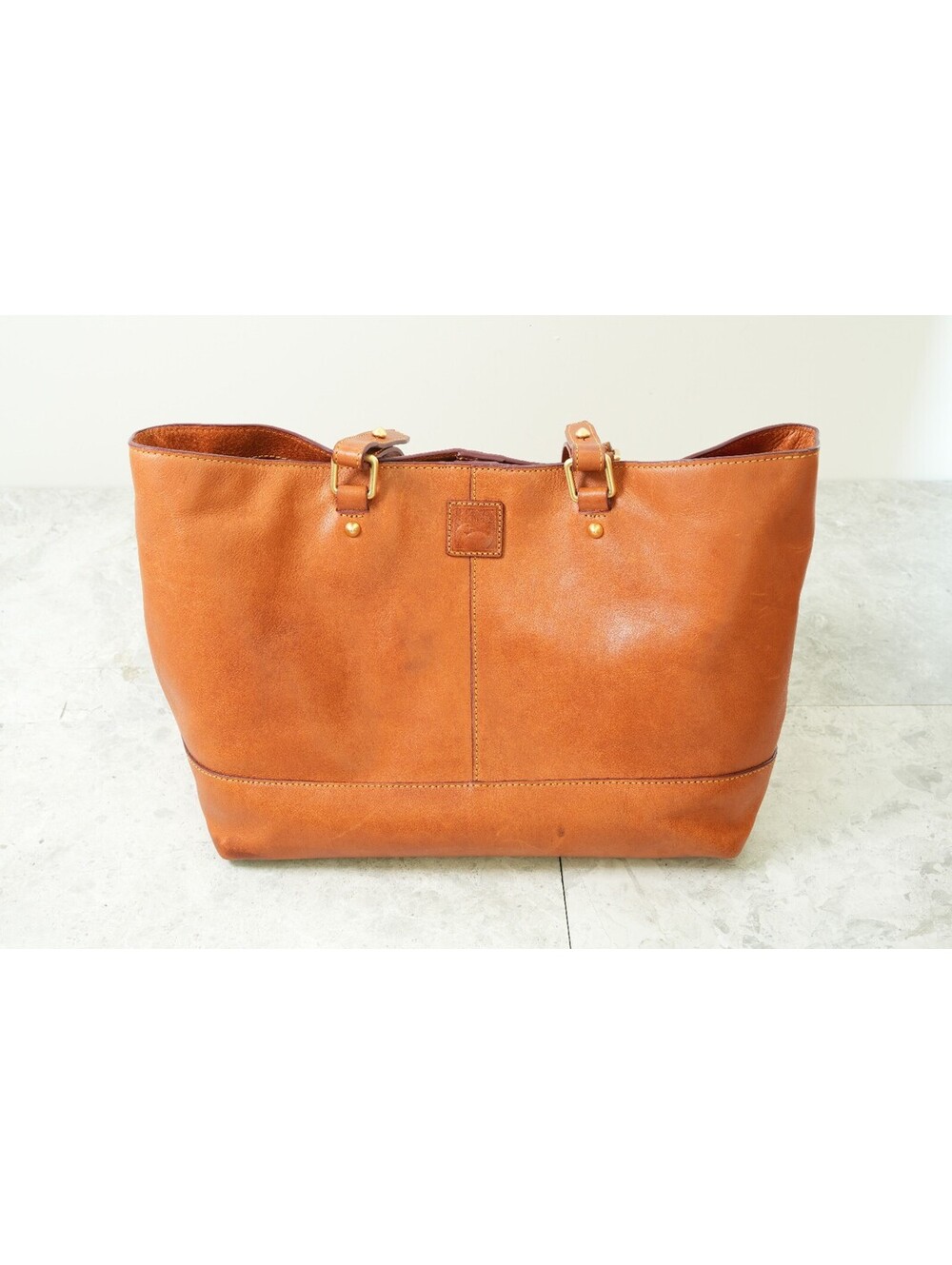 Dooney & Bourke Large Florentine Leather Handle Shoulder Tote Bag Natural Tan